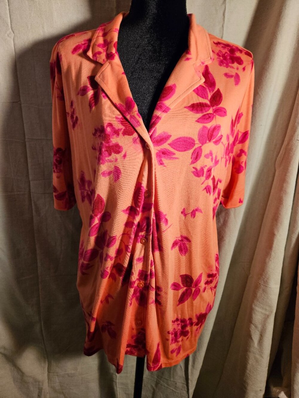 Isaac Mizrahi Women's Floral Top Blouse Summer Sz L Large